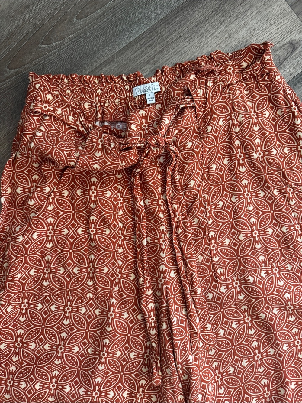Patrons of Peace Wide Leg Pants in Rust Orange Print - Picture 2 of 7